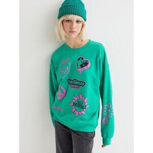 H&M Divided Graphic Crew Neck Sweatshirt Long Sleeve Mind Labs Fun Times Respect